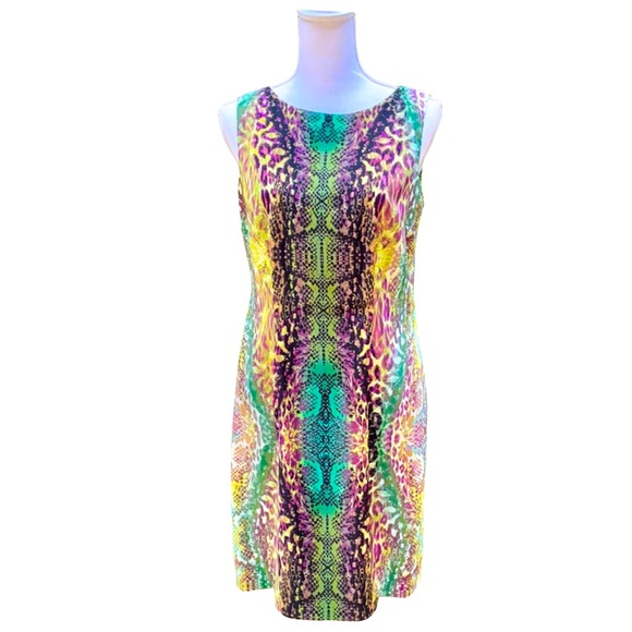Kim Rogers Animal Print Dress 🐍💜💚💙💛 - Picture 1 of 10